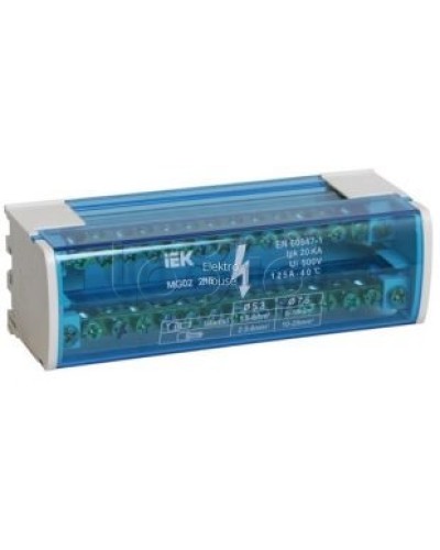 Шина «N» нулевая на DIN-рейку в корпусе 2Х15 групп IEK YND10-2-15-125 в Нижнем Тагиле Аксессуары для стоек и шкафов Pintop.ru