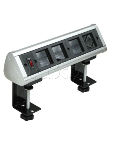 Блок настольный с выключателем нагрузки на 4 модуля (45х45мм) на струбцинах (алюминий) Экопласт 70314 в Нижнем Тагиле Аксессуары для кабель-канала Pintop.ru