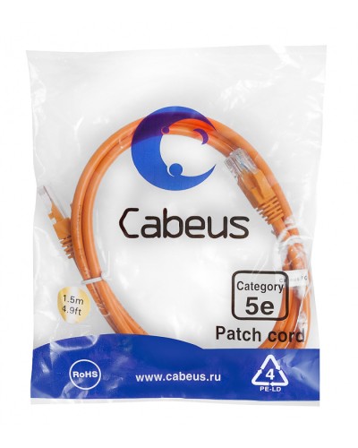 Патч-корд медный U/UTP кат.5е (1,5м) LSZH (оранжевый) Cabeus (PC-UTP-RJ45-Cat.5e-1.5m-OR-LSZH) в Нижнем Тагиле Патчкорды (медные) Pintop.ru