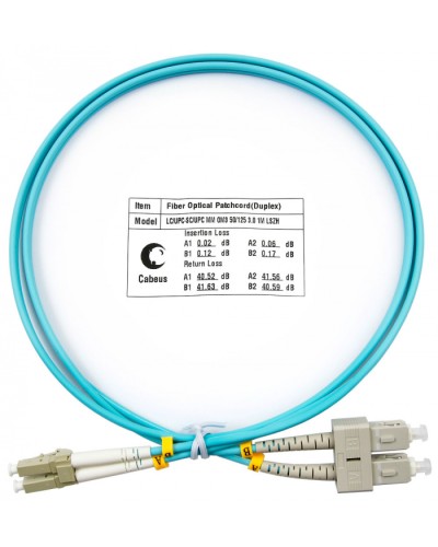 Шнур оптический duplex LC-SC 50/125 MM OM3 1 м LSZH Cabeus FOP-50-LC-SC-1M в Нижнем Тагиле Патч-корды оптические Pintop.ru