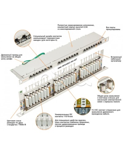 Патч-панель 19, 0.5U, 24xRJ45 NIKOMAX (NMC-RP24SD2-HU-MT) в Нижнем Тагиле Патч панель Pintop.ru