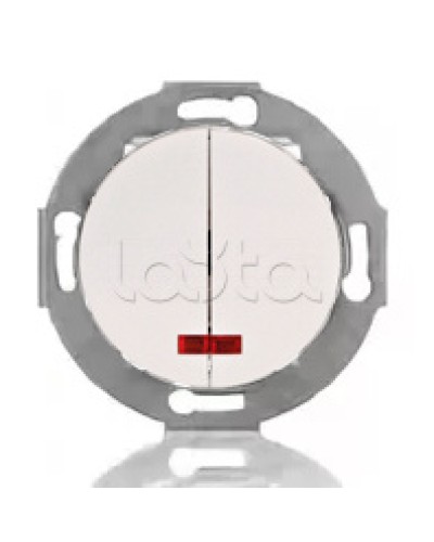 Выключатель двухклавишный Экопласт (схема 5L) с индикатором 10 A, 250 B (белый) Vintage в Нижнем Тагиле Розетки компьютерные и телефонные Pintop.ru