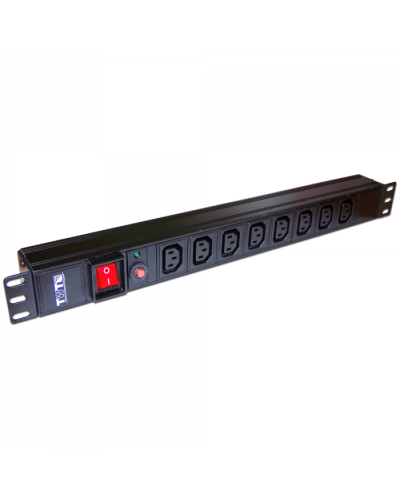 Блок розеток 19, 1-фазный с выкл. 10A / 250V, 8xC13, без шнура питания, разъем C14 TWT (TWT-PDU19-10A8C3) в Нижнем Тагиле Блоки розеток Pintop.ru