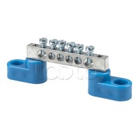 Шина "0" N (6x9мм) 6 отв. цинк 2 синих угловых изолятора EKF (sn1-63-06-2)