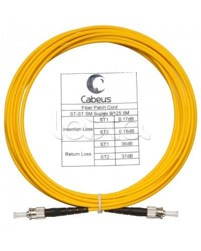 Шнур оптический simplex ST-ST 9/125 sm 5м LSZH Cabeus FOP(s)-9-ST-ST-5m в Нижнем Тагиле Патч-корды оптические Pintop.ru