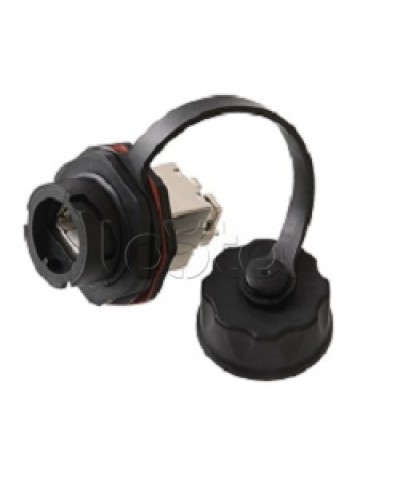 Индустриальный модуль-вставка NIKOMAX, Кат.6a (Класс Ea), 500МГц, RJ45/8P8C, 110/KRONE, T568A/B, экранированный, IP67, с защитной крышкой, черный NIKOMAX (NMC-KJSA2-IS-BK) в Нижнем Тагиле Модули Keystone Pintop.ru