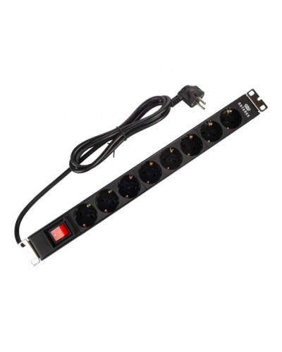 Блок распределения 19 (PDU) с выключателем на 16А, 8 разъемов SHUKO, шнур питания 1,8 м, черныйDatarex DR-432121 в Нижнем Тагиле Блоки розеток Pintop.ru