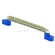 Шина "0" N (6x9мм) 24 отв. цинк 2 синих угловых изолятора EKF PROxima (sn1-63-24-2)