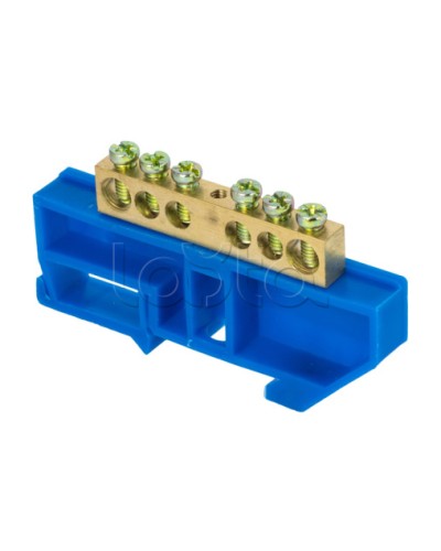 Шина 0 N (8х12мм) 6 отверстий латунь синий изолятор на DIN-рейку EKF PROxima (sn0-125-6-d) в Нижнем Тагиле Клеммные колодки Pintop.ru