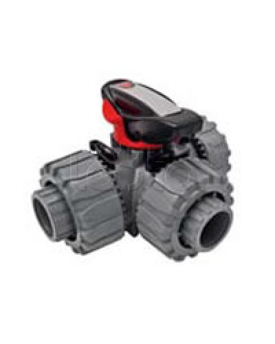 Кран шаровой трехходовой ПВХ D25, под клей Экопласт с муфтовым окончанием (49448) в Нижнем Тагиле Повороты, муфты, тройники Pintop.ru