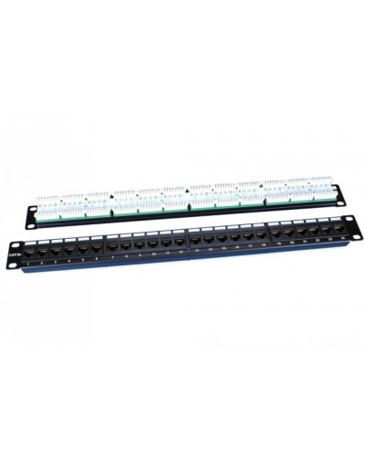 Патч-панель 19, 1U, 24 порта RJ-45, категория 5e, Dual IDC, ROHS, цвет черный Hyperline PP3-19-24-8P8C-C5E-110D в Нижнем Тагиле Патч панель Pintop.ru
