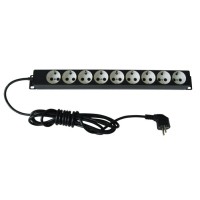 Блок силовых розеток 19" со шнуром (2 м.) без выключателя, 9 розеток ЦМО БР-9П-Ш-9005