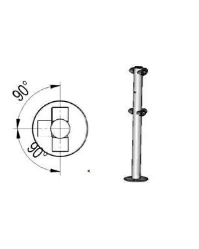 Стойкаограждения с отверстием под фиксаторi-образная, 4 муфты Oxgard Стойкаограждения с отверстием под фиксатор i-образная (ВЗР 1996.09.42) в Нижнем Тагиле Ограждения Pintop.ru