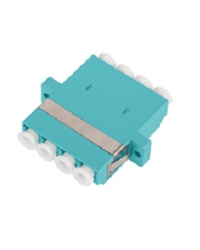 Адаптер NIKOMAX волоконно-оптический, соединительный, многомодовый, стандарта OM3, LC/UPC-LC/UPC, квадро, пластиковый, без шторки, с фланцами, аква, уп-ка 2шт. в Нижнем Тагиле Проходные адаптеры и розетки оптические Pintop.ru
