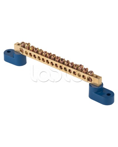 Шина 0 N (8х12мм) 16 отверстий латунь 2 синих угловых изолятора EKF PROxima (sn0-125-16-2) в Нижнем Тагиле Клеммные колодки Pintop.ru