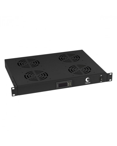 Панель вентиляционная с 4 вентиляторами с цифровым термодатчиком (черный) Cabeus JG03t-BK в Нижнем Тагиле Вентиляторные модули Pintop.ru