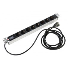 Блок розеток 1U, 8 розеток Schuko Rem R-16-8S-AM-440-3