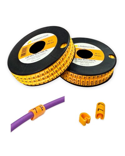 Клипса маркировочная на кабель диаметром 3.6–7.4 мм, символ 2, 500 шт., желтая LANMASTER LAN-MCC-EC22/500-YL в Нижнем Тагиле Аксессуары для стоек и шкафов Pintop.ru