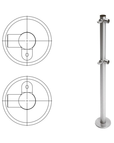 Стойка ограждения L-образная с 2-мя полупетлями слева (антик серебро) Oxgard в Нижнем Тагиле Ограждения Pintop.ru