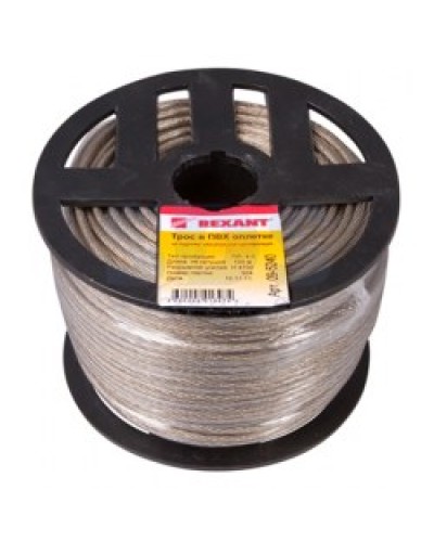 Трос стальной в ПВХ изоляции d4 мм (100 м) REXANT 09-5240 в Нижнем Тагиле Крепежные изделия Pintop.ru