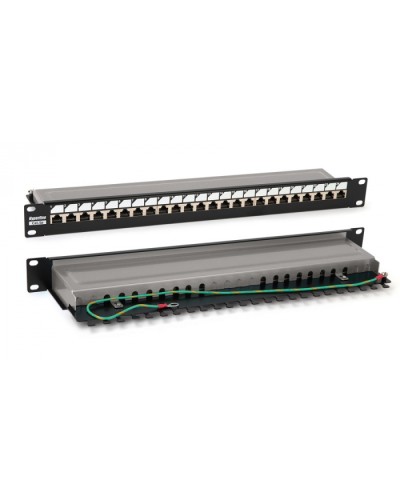 Патч-панель 19, 1U, 24 порта RJ-45 полн. экран., категория 6, Dual IDC, цвет черный Hyperline PP3-19-24-8P8C-C6-SH-110D в Нижнем Тагиле Патч панель Pintop.ru