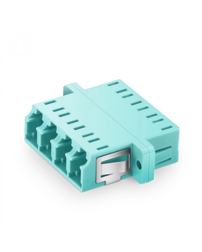 Оптический адаптер OM3, квадро LC, с фланцами, бирюзовый Eurolan (36A-30-4L-02AQ) в Нижнем Тагиле Проходные адаптеры и розетки оптические Pintop.ru