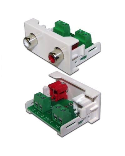 Вставка Mosaic 22.5x45 2xRCA Stereo Audio, белая LANMASTER (LAN-WA-LP-2RCA-WH) в Нижнем Тагиле Коннекторы и разъемы Pintop.ru