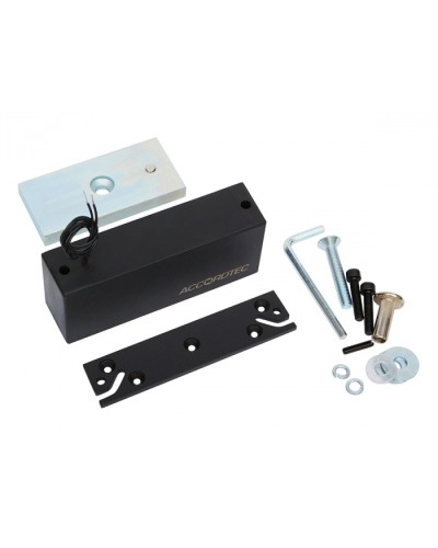 Электромагнитный влагозащищенный замок AccordTec ML-300П с планкой, цвет черный в Нижнем Тагиле Электромагнитные замки Pintop.ru