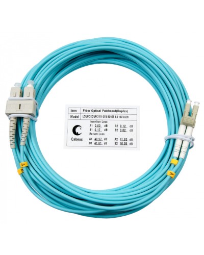 Шнур оптический duplex LC-SC 50/125 mm OM3 25м LSZH Cabeus FOP-50-LC-SC-25m в Нижнем Тагиле Патч-корды и пигтейлы Pintop.ru