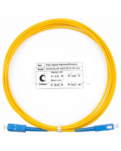 Патч-корд волоконно-оптический (шнур) SM 9/125 simplex SC-SC LSZH (3м) Cabeus FOP(s)-9-SC-SC-3m в Нижнем Тагиле Патч-корды оптические Pintop.ru