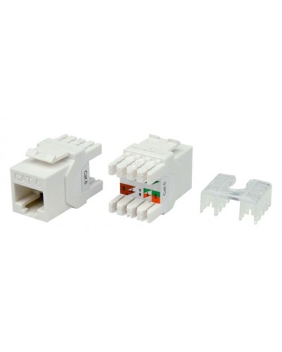 Вставка Keystone Jack RJ-45(8P8C) Hyperline KJ8-8P8C-C6-180-WH в Нижнем Тагиле Модули Keystone Pintop.ru