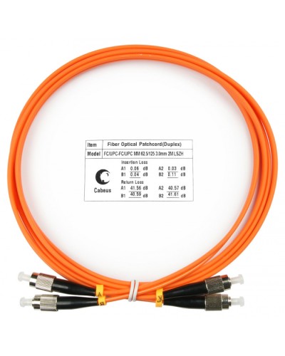 Шнур оптический duplex FC-FC 62,5/125 mm 2м LSZH Cabeus FOP-62-FC-FC-2m в Нижнем Тагиле Патч-корды оптические Pintop.ru