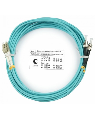 Шнур оптический duplex LC-ST 50/125 mm OM3 15м LSZH Cabeus FOP-50-LC-ST-15m в Нижнем Тагиле Патч-корды и пигтейлы Pintop.ru