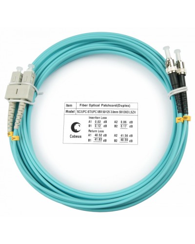 Шнур оптический duplex SC-ST 50/125 mm OM3 10м LSZH Cabeus FOP-50-SC-ST-10m в Нижнем Тагиле Патч-корды и пигтейлы Pintop.ru