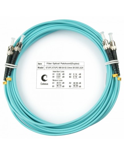 Шнур оптический duplex ST-ST 50/125 mm OM3 20м LSZH Cabeus FOP-50-ST-ST-20m в Нижнем Тагиле Патч-корды и пигтейлы Pintop.ru