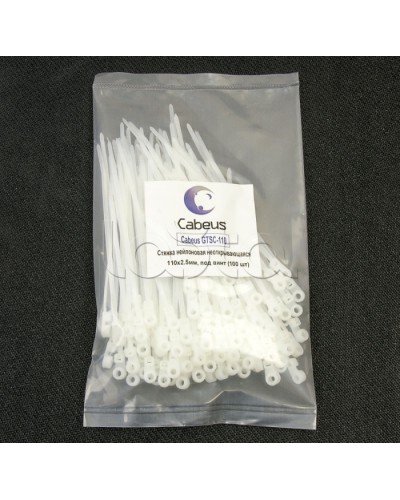 Стяжка нейлоновая неоткрывающаяся, безгалогенная (halogen free), 110x2.5мм, под винт (100 шт) Cabeus GTSC-110 в Нижнем Тагиле Стяжки-хомуты Pintop.ru