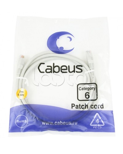 Шнур коммутационный 2xRJ-45/8P8C U/UTP кат.6 (1.5 м) Cabeus PC-UTP-RJ45-Cat.6-1.5m в Нижнем Тагиле Патчкорды (медные) Pintop.ru
