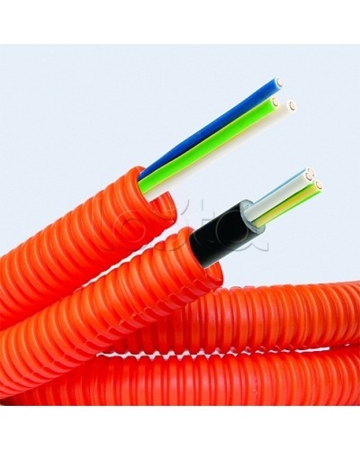 Электротруба ПНД гибкая гофр. д.16мм, цвет оранжевый, с кабелем ВВГнг(А)-LS 3х1,5мм² РЭК ГОСТ+, 50м DKC 7L91650 в Нижнем Тагиле Труба гофрированная Pintop.ru