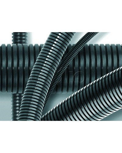 Труба ПА 6 гофр. DN48мм, ПВ-0, Dвн 47,4 мм, Dнар 54,5 мм, цвет тёмно-серый, без протяжки DKC PA604855F0 в Нижнем Тагиле Гладкая труба Pintop.ru