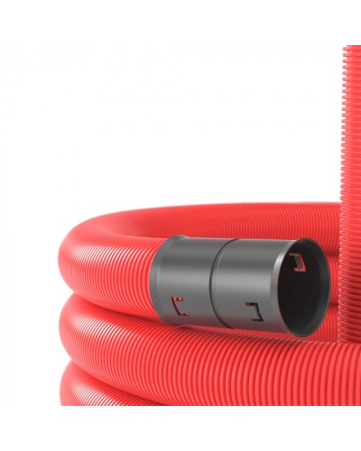 Двустенная труба ПНД гибкая для кабельной канализации д.40мм с протяжкой, SN18, 500Н, 50м, красный DKC 121940 в Нижнем Тагиле Труба гофрированная Pintop.ru