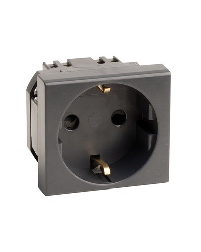 Розетка силовая 2Р+Е, со шторками, «Viva», 2 мод., цвет черный DKC (45205) в Нижнем Тагиле Аксессуары для кабель-канала Pintop.ru