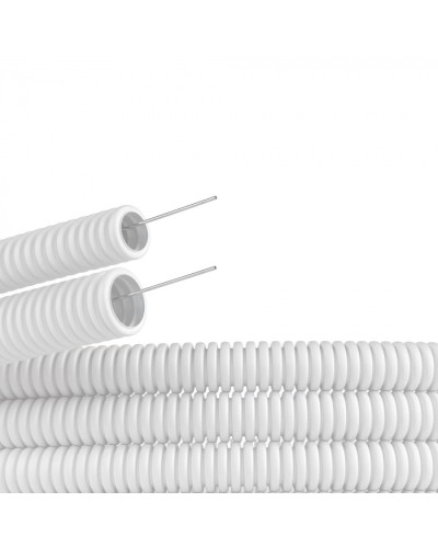 Труба ПЛЛ гибкая гофр. не содержит галогенов д.20мм, ПВ-0, с протяжкой,100м, цвет белый DKC (81820) в Нижнем Тагиле Труба гофрированная Pintop.ru