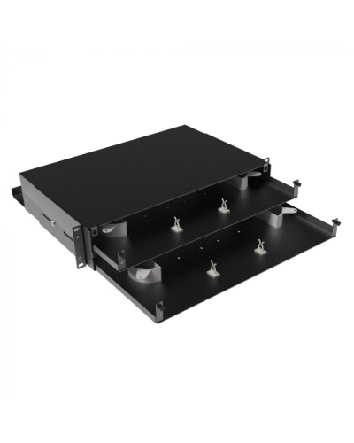 Оптическая полка выдвижная, без лицевой панели, неукомплектованная, 2U, черная DKC RNFPE2U48 в Нижнем Тагиле Полки для шкафов и стоек Pintop.ru