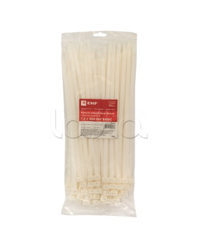 Хомут нейлоновый (7,2х300) (100шт.) EKF Basic (plc-c-7.2x300) в Нижнем Тагиле Стяжки-хомуты Pintop.ru