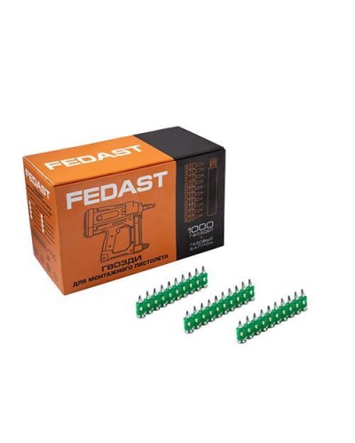 Гвозди 3.0*19 мм усиленные для монтажного пистолета (1000 шт/уп) FEDAST fd3019eg в Нижнем Тагиле Крепеж: Дюбели, шурупы, саморезы Pintop.ru