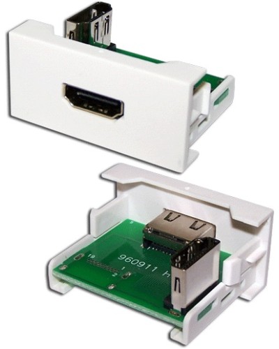 Вставка Mosaic 22.5x45 с адаптером HDMI 90 градусов, мама, белая LANMASTER (LAN-WA-LP-HD90F-WH) в Нижнем Тагиле Коннекторы и разъемы Pintop.ru