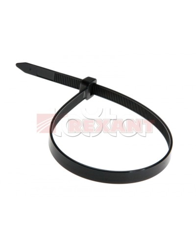 Хомут-стяжка нейлоновый, широкий 8х200 мм чёрный (100шт/уп) REXANT 07-0203 в Нижнем Тагиле Стяжки-хомуты Pintop.ru