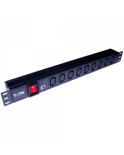Блок розеток 19, 1-фазный с выкл. 10A / 250V, 9xC13, без шнура питания, разъем C14 TWT (TWT-PDU19-10A9C3) в Нижнем Тагиле Блоки розеток Pintop.ru