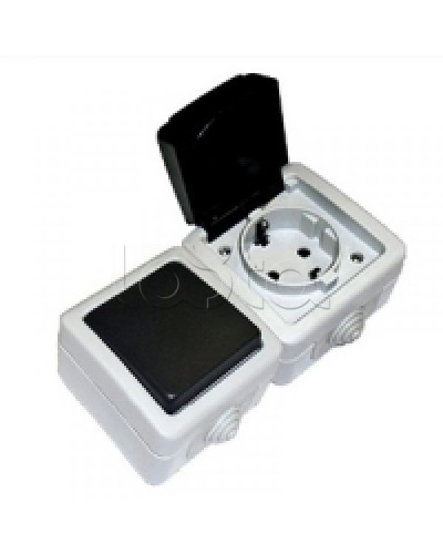 Экопласт EF602G Розетка двойная с з/к. 16A (сер.) в Нижнем Тагиле Розетки компьютерные и телефонные Pintop.ru