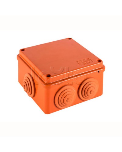 JBS100 Коробка огн. E110, о/п 100х100х55мм, без галогена, 6 вых., IP55, цвет оранж. Экопласт (43377HF) в Нижнем Тагиле Коробки (ОКЛ) Экопласт Pintop.ru